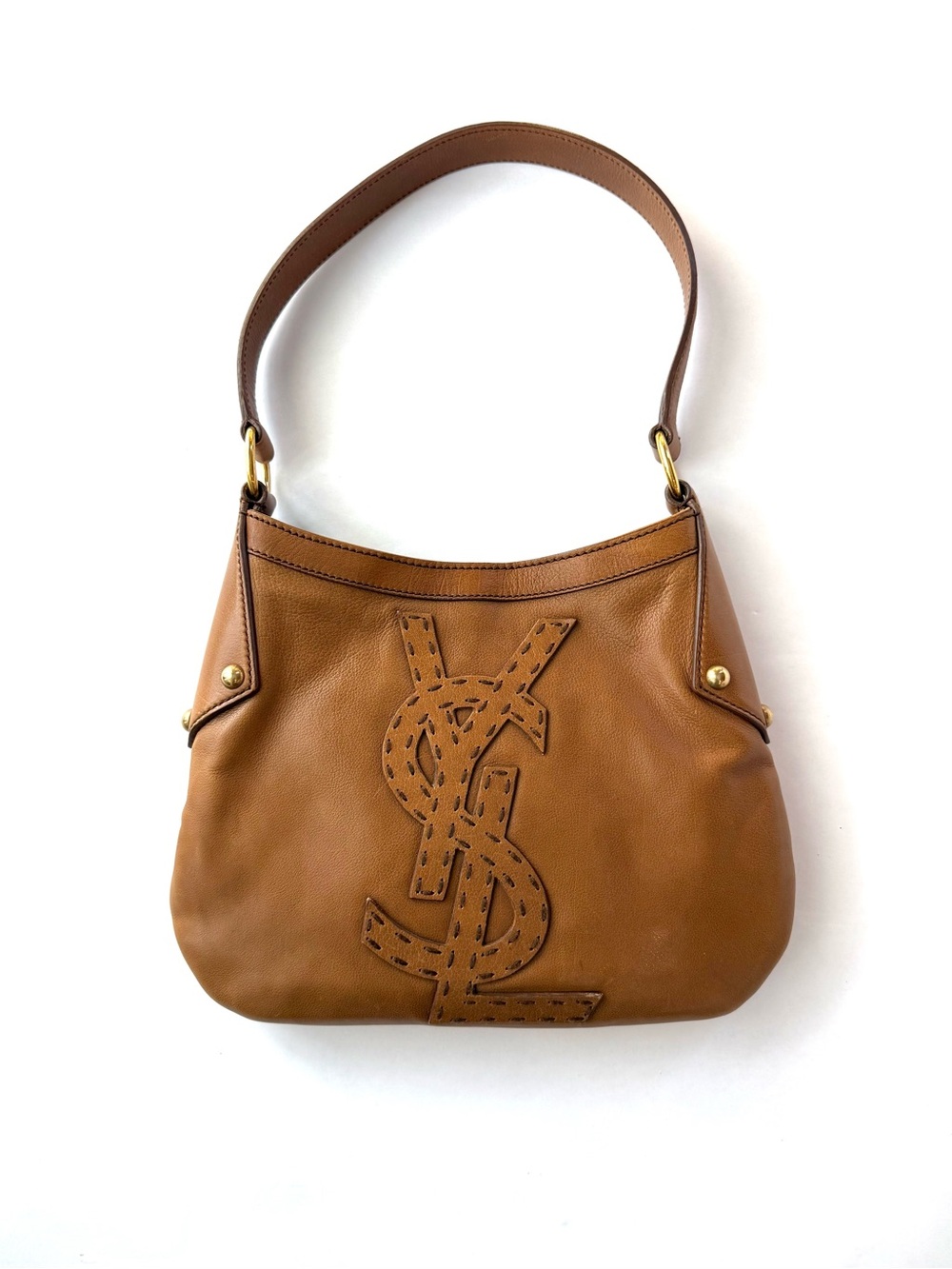 Vintage YSL Leather Logo Shoulder Bag